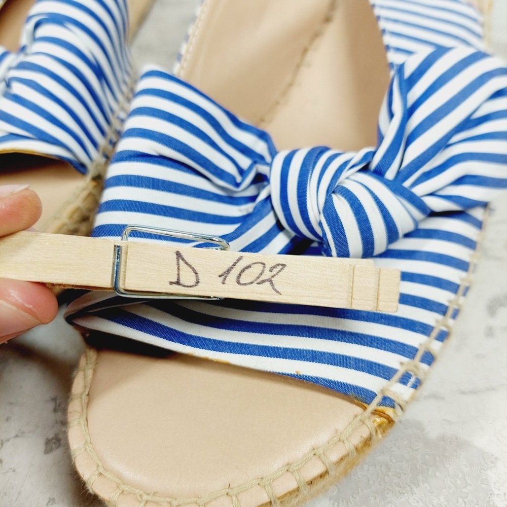 NEW Franco Sarto Pixie Blue White Slingback Wedge Sandals D102 - Picture 10 of 10